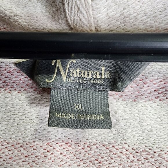 Womens Natural Reflections Hoodie Sweatshirt Red White Striped V Neck Size XL - Picture 3 of 8